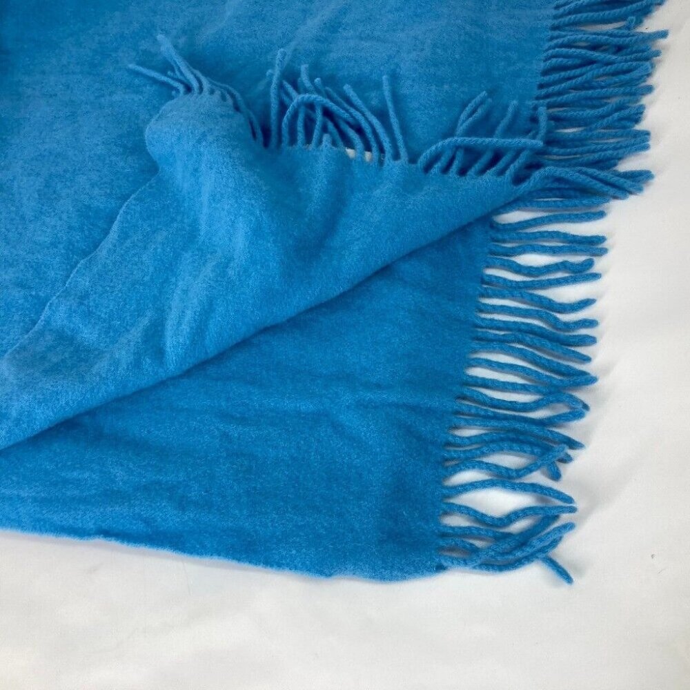 MONCLER down logo fringe Scarf wool blue - Picture 8 of 9